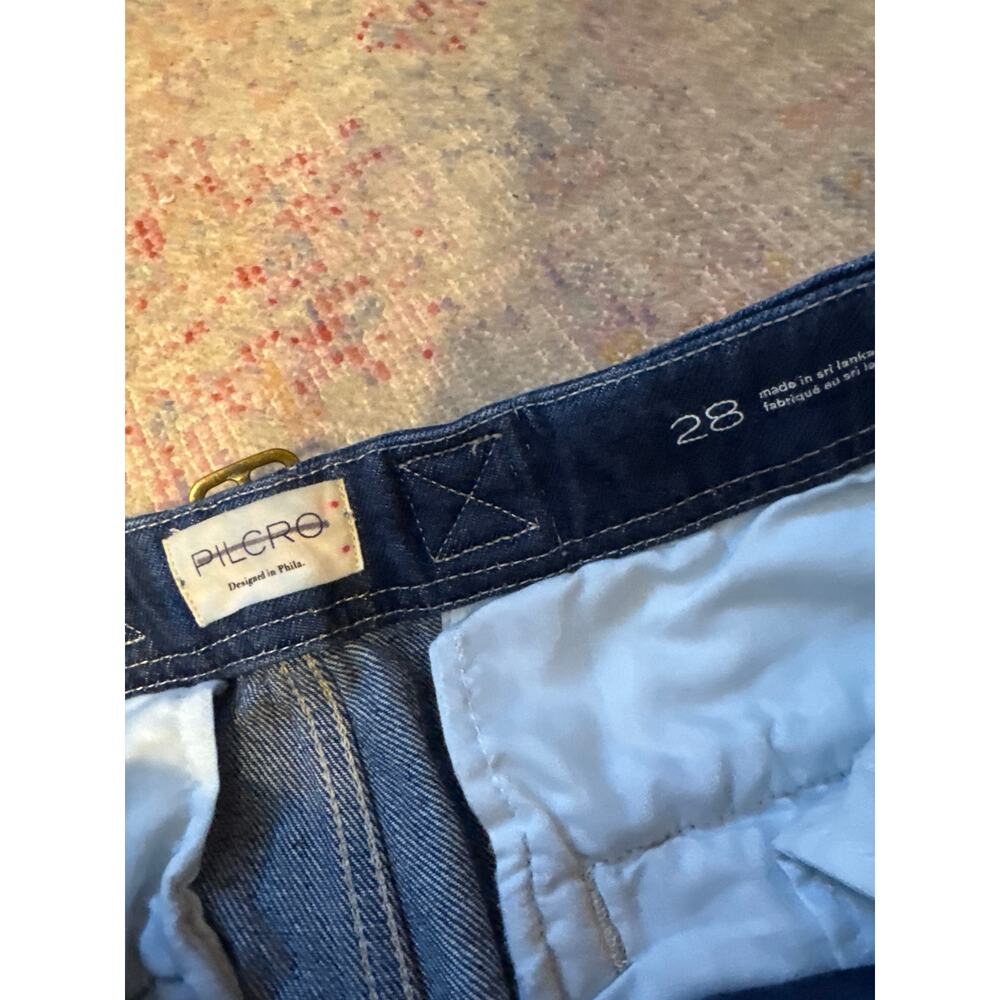 Pilcro Wide-Leg Flare Jeans in Dark Blue Denim - Picture 4 of 8